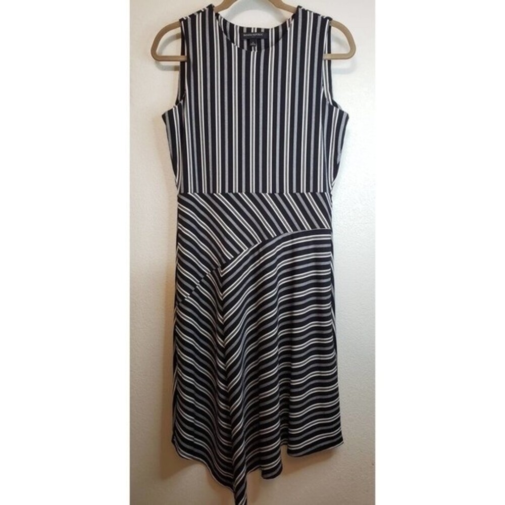 Banana Republic Black and White Striped Sleeveless Dress- Small
